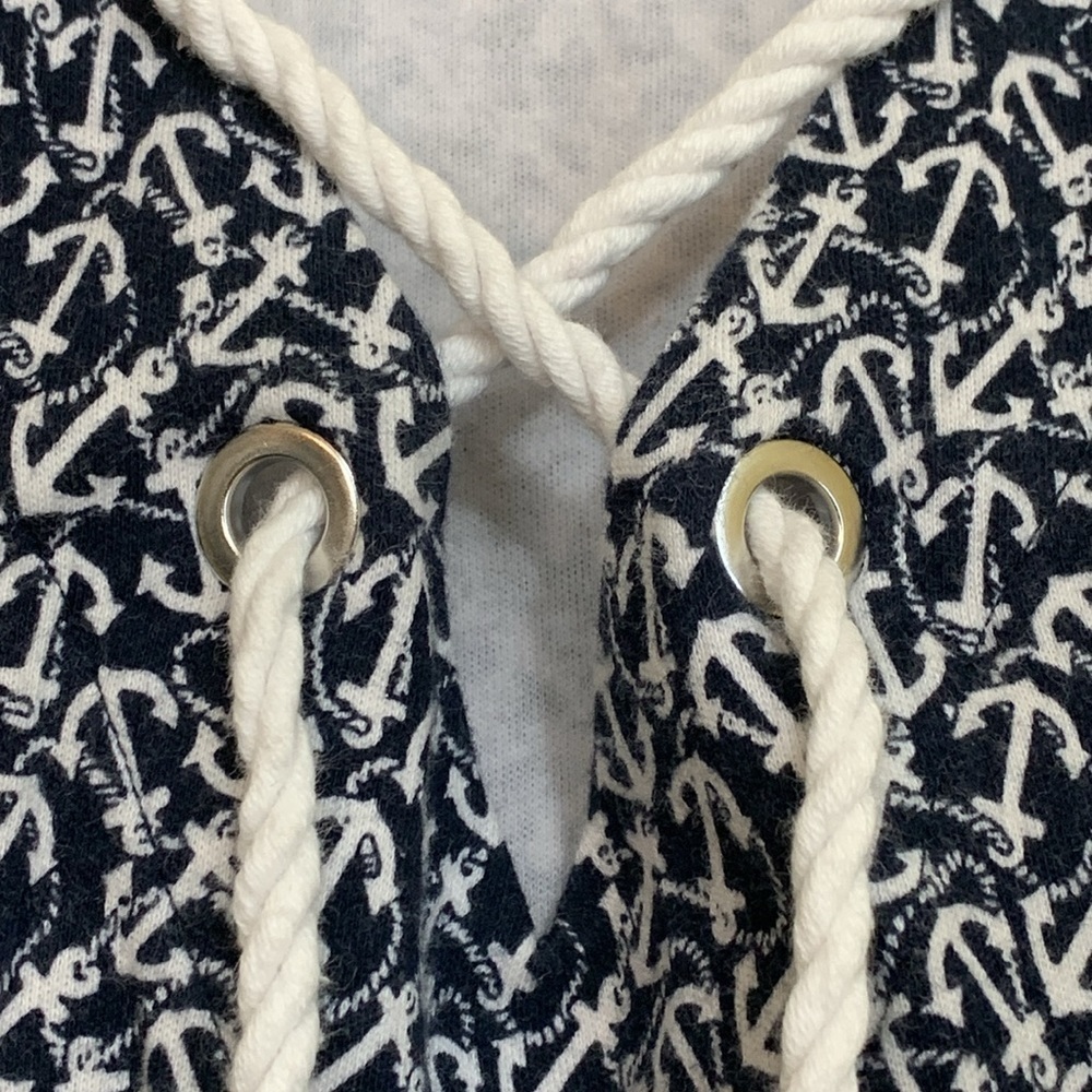 Nautica | Lace-Up Anchor Nautical All Over Print Sleeveless 100% Cotton Dress L - Picture 9 of 17